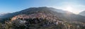 Arachova Greece mountain town aerial panorama, Boeotia. Tourist resort Royalty Free Stock Photo