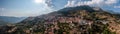 Arachova Greece mountain town aerial panorama, Boeotia. Tourist resort Royalty Free Stock Photo