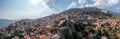 Arachova Greece mountain town aerial panorama, Boeotia. Tourist resort Royalty Free Stock Photo