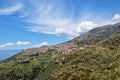 Landscape of Arachova town on hillside of mount Parnassos mountain in spring , Greece Royalty Free Stock Photo