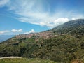 Arachova town on hillside of mount Parnassos mountain in spring , Greece Royalty Free Stock Photo