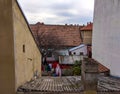 Inner courtyard of the old city center - Arad. Arad county, Romania Royalty Free Stock Photo