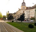 Tram rails on Revolution Boulevard - Arad county - Romania Royalty Free Stock Photo