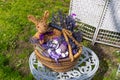 Arad,Arad Romania,April 24 2023: Easter bunny basket lavanda