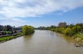 Arad city Romania - Mures River - view from the pedestrian bridge Royalty Free Stock Photo