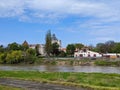 Arad city Romania - Mures River - view from the pedestrian bridge Royalty Free Stock Photo