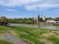 Arad city Romania - Mures River - view from the pedestrian bridge Royalty Free Stock Photo