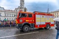 Arad,Arad - Romania - 01.01.2024: Firefighter truck at Parade on National day