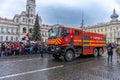 Arad,Arad - Romania - 01.01.2024: Firefighter truck at Parade on National day