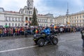 Arad,Arad - Romania - 01.01.2024: Gendarmerie or romanian military police bike at national day parade