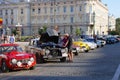 ARAD, ROMANIA, 24 JUNE, 2022: Old cars of Ypres - Istanbul Rallye in Arad city.