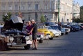 ARAD, ROMANIA, 24 JUNE, 2022: Old cars of Ypres - Istanbul Rallye in Arad city.