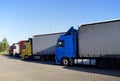 ARAD, ROMANIA, 27 OCTOBER, 2019: Rest hours for truck drivers. Drivers resting in a truck parking place. Royalty Free Stock Photo