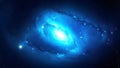 Arafed image of a spiral galaxy with a bright blue center generative ai Royalty Free Stock Photo