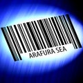 Arafura Sea - barcode with futuristic blue background Royalty Free Stock Photo