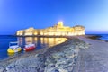 Aragonese Fortress in Calbria on a beautiful summer night with c