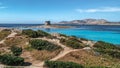 Stintino, Sardinia, Italy. Aragonese Torre della Pelosa tower, landmark of Stintino. Royalty Free Stock Photo