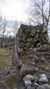 Araisi Stone Walls Medieval Castle Ruins in Latvia, Gauja National Park.