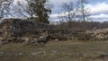 Araisi Stone Walls Medieval Castle Ruins in Latvia, Gauja National Park.