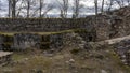 Araisi Stone Walls Medieval Castle Ruins in Latvia, Gauja National Park.