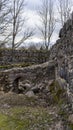 Araisi Stone Walls Medieval Castle Ruins in Latvia, Gauja National Park.