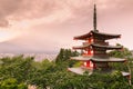 Cloudy day at Arakurayama Sengen park with Chureito Pagoda Royalty Free Stock Photo