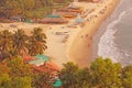 Arambol Beach. View from the sky, from above, aerophoto, point of view. View of the beach. Long beautiful beach, top view. People Royalty Free Stock Photo