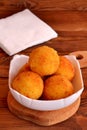 Arancini balls on a plate and on cutting board Royalty Free Stock Photo