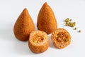 Arancini, fried rice balls, traditional Sicilian snack on white background