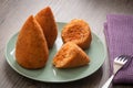 Arancini, fried rice balls, traditional Sicilian snack on a plate