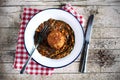 Arancini stuffed italian rice balls with forest mushroom ragout