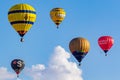 Aranjuez, Spain- October 20, 2022: Colorful hot air balloons over the blue sky. Royalty Free Stock Photo