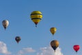 Aranjuez, Spain- October 20, 2022: Colorful hot air balloons over the blue sky. Royalty Free Stock Photo