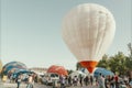 ARANJUEZ, SPAIN - OCTOBER 14, 2017, participants Inflating hot Royalty Free Stock Photo