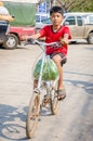 Aranyaprathet, Thailand : A boy cambodian riding.