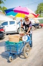 Aranyaprathet, Thailand : Man cambodian trolley.