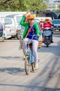 Aranyaprathet, Thailand : A women cambodian riding.