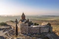 Ararat valley, Khor Virap monastery near the border with Turkey and mount Ararat Royalty Free Stock Photo