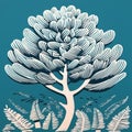 Minimalist Linocut Art Of Araucaria: Simple Yet Bold Design