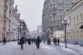 Arbat street in Moscow in winter