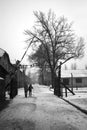 Arbeit Mach Frei (Work liberates) sing at german WWII prisoner camp Aushwitz, Poland