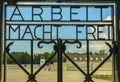 Arbeit Macht Frei, gate of entrance in Concentration Camp Dachau Royalty Free Stock Photo