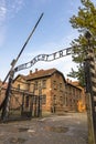 Arbeit macht frei sign in Auschwitz I concentration camp, Oswiecim, Poland