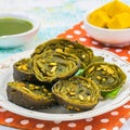 Indian breakfast Arbi bhajiya or patra