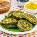 Indian breakfast Arbi bhajiya or patra