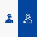 Arbiter, Football, Judge, Linesman, Referee Line and Glyph Solid icon Blue banner Line and Glyph Solid icon Blue banner