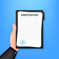 Arbitration agreement. Legal resolution conflict. Vector stock illustration.