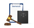 Arbitration agreement. Legal resolution conflict. Vector stock illustration.