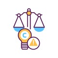 Arbitration court line color icon. Intellectual property infringement concept. Copyright law element.