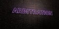ARBITRATION -Realistic Neon Sign on Brick Wall background - 3D rendered royalty free stock image